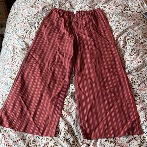Old Navy Wide Leg Striped Trousers in Burgundy and White